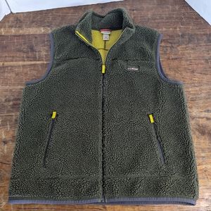 L.L. Bean Mountain Pile Sherpa Fleece Vest Men's XL-Regular Olive Green Adult